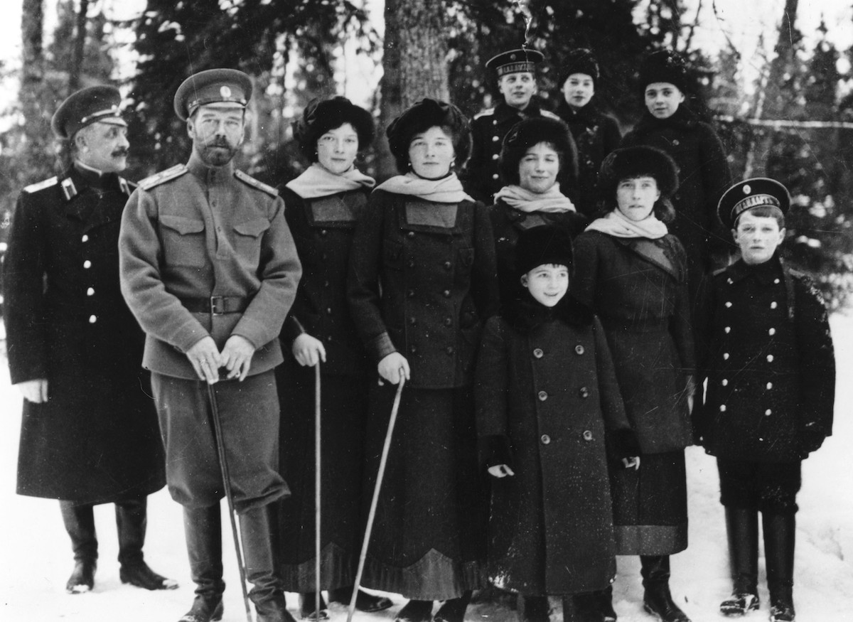 Tsar Nicholas II with his children and nephews in 1915