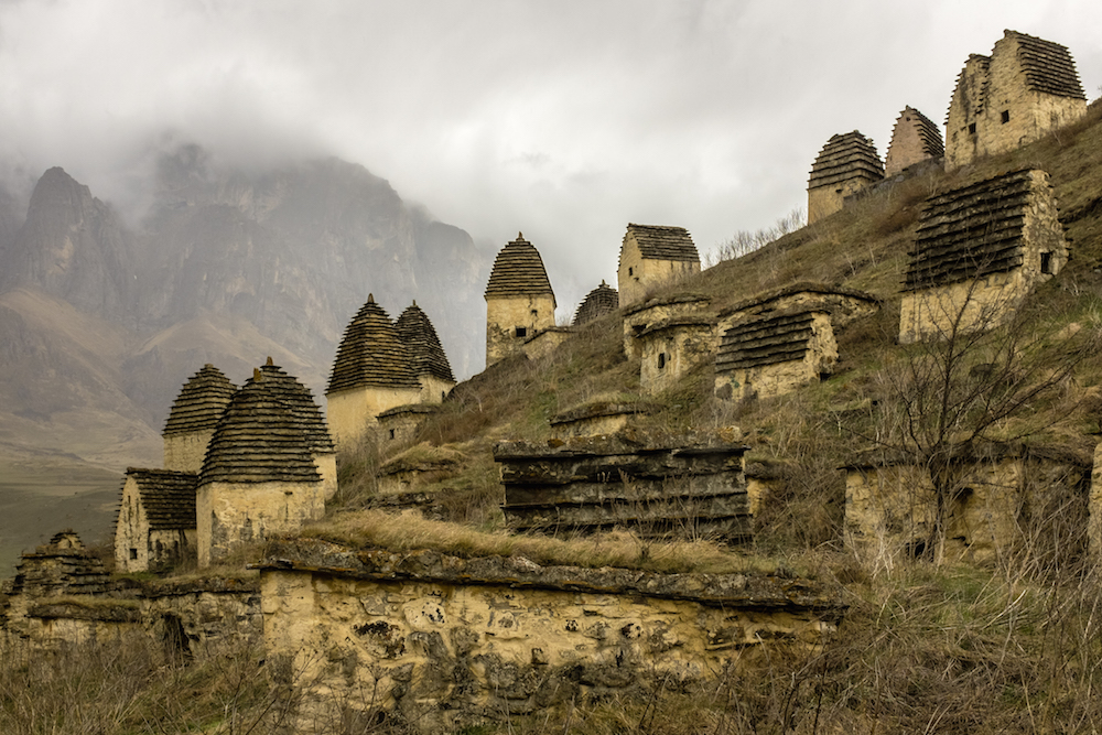 Traditional crypts in the North Ossetian region of Dargavs. Image: Sergey Norin under a CC licence