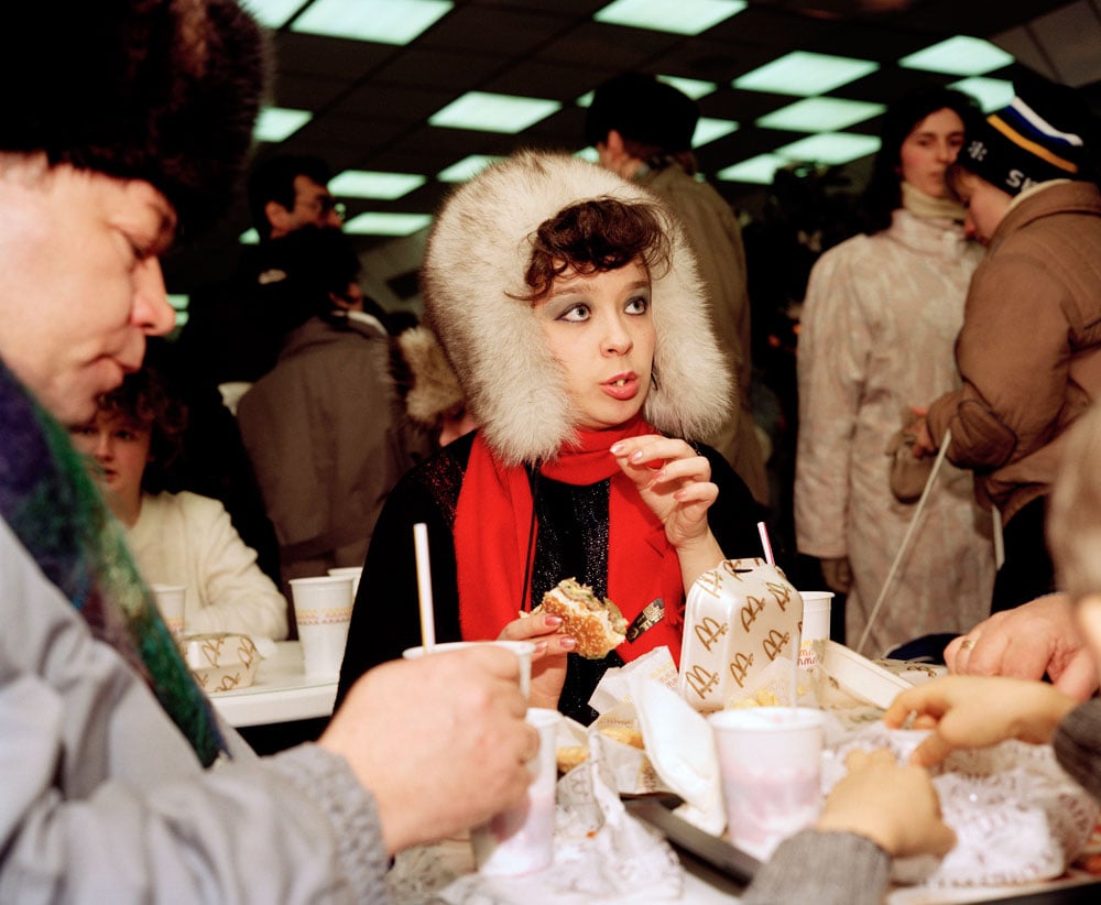 First McDonald's in Moscow (1992). Photograph: Martin Parr/Magnum Photos