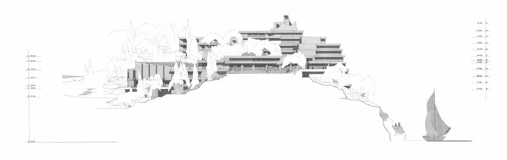 Elevation of Hotel Croatia, Cavtat. architect: Slobodan Miličević, 1973. Image: Architect Zoran Balog