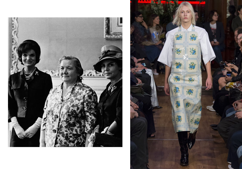 Nina Khrusheva at the White House visit in 1959 (left), Vetements SS 16 collection (right)