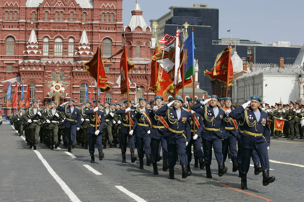 A parade in Moscow's Red Square on Defender of the Fatherland Day, 23 February