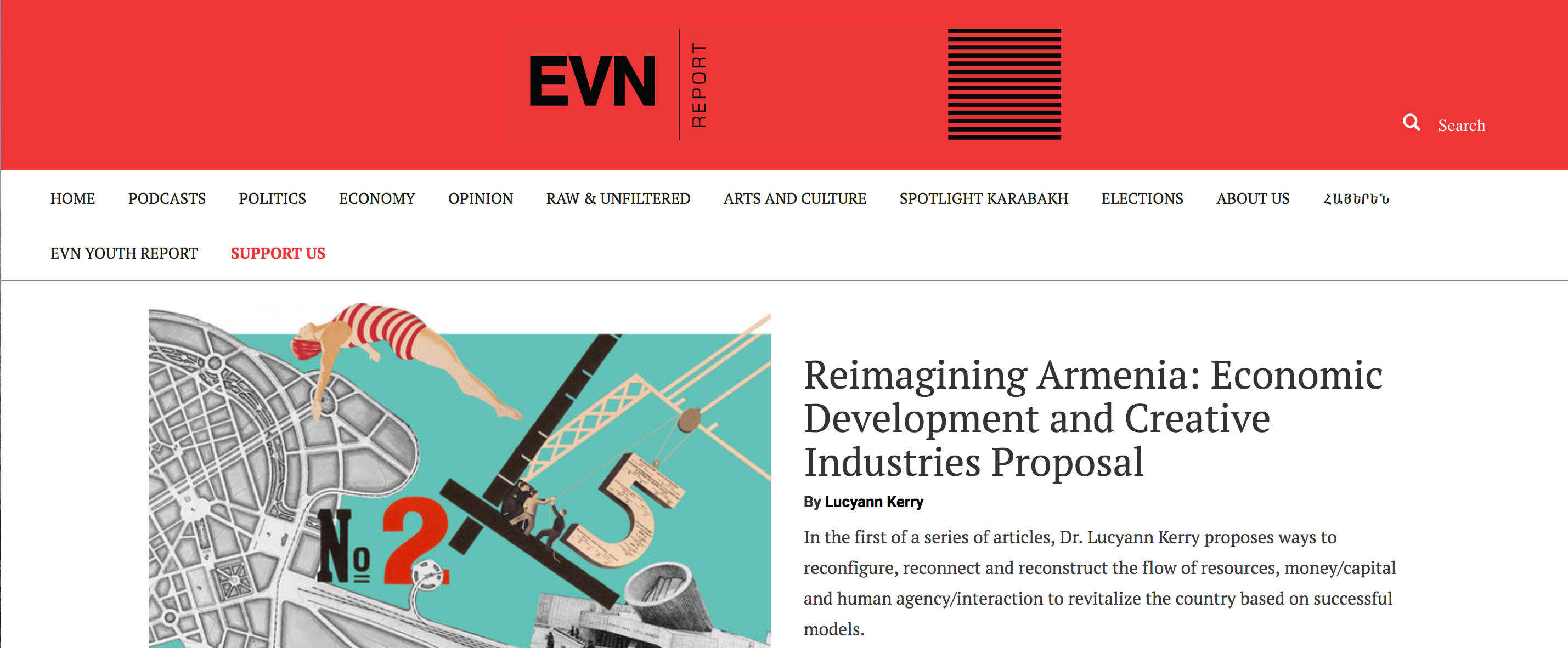 A screenshot of EVN Report’s homepage