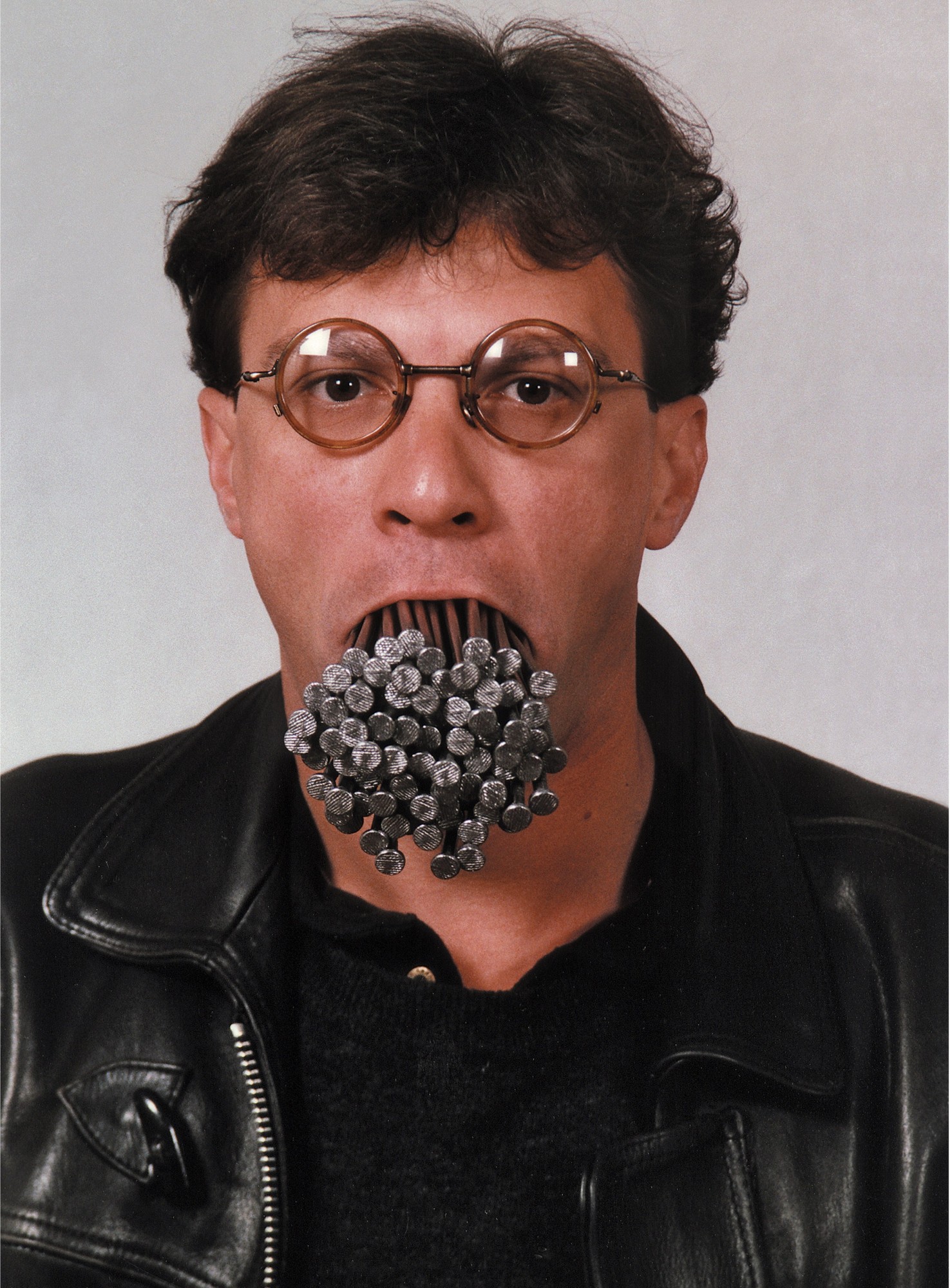 How many nails in the mouth? Self-portrait with 2kg 12.5 cm long nails in the mouth, 1992-1995, by Luchezar Boyadjiev