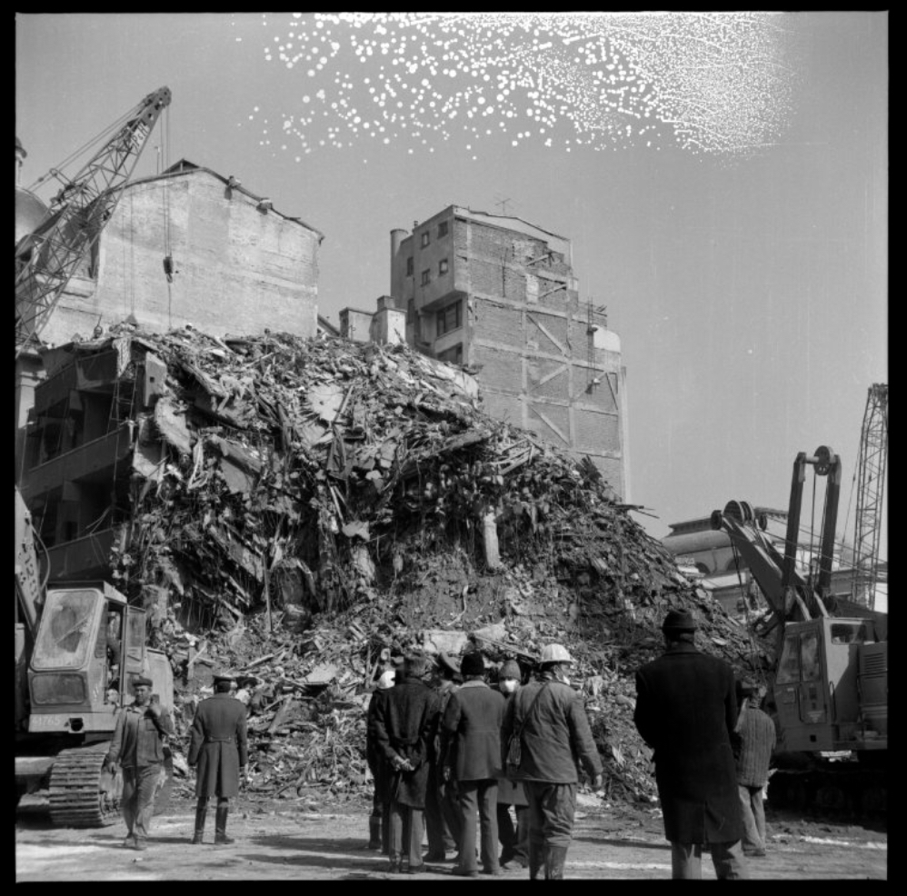 The destructions caused by the 1977 earthquake in Bucharest