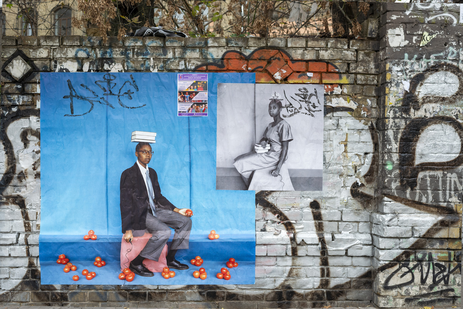 Works from "Encounter" project by Silvia Rosi, finalist of Bird in Flight Prize 2020, displayed at Lvivska square in central Kyiv. Image: Dmitry Kostyukov