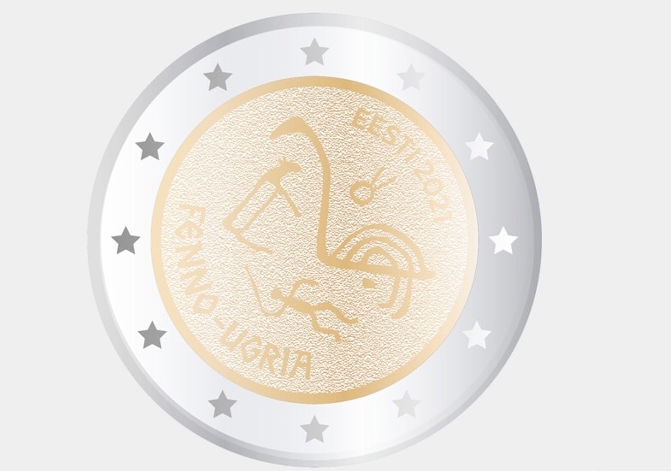 A new Estonian coin features ancient Karelian rock paintings 