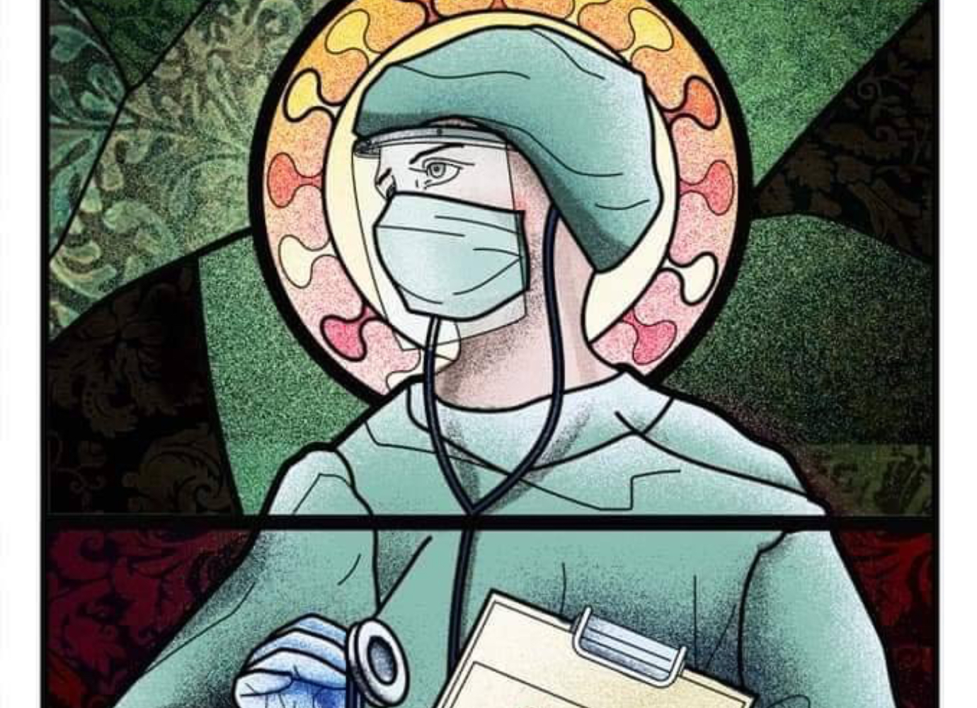 Posters depicting doctors and medical staff as saints deemed ‘satanist’ in Romania