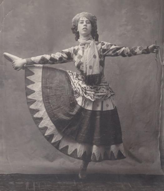 Bronislava Nijinska in Petrushka, 1911. Image attributed to Eugène Atget