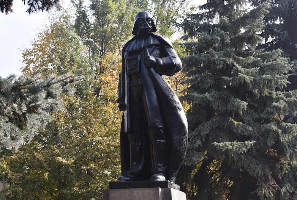 Monument to Darth Vader in Odessa, formerly a monument to Vladimir Lenin. Image: Denis Petrov