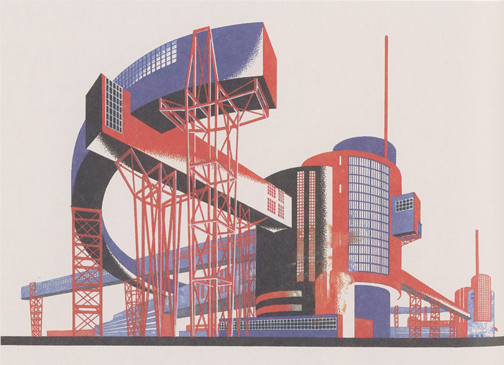 Constructivist experiments by Iakov Chernikhov, 1925-32. Le Corbusier’s early work was a major source of inspiration for the Constructivists.
