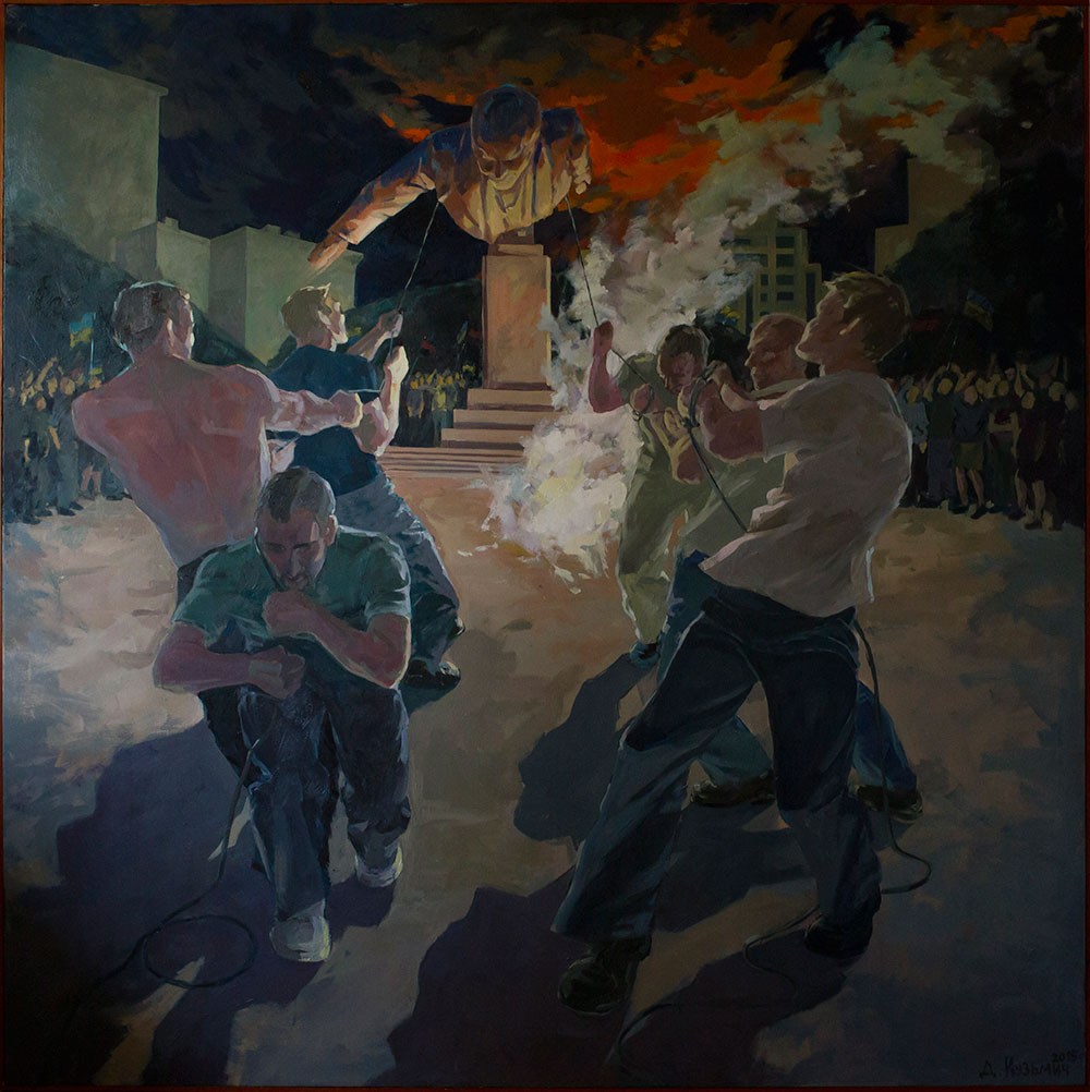 Daria Kuzmich, <em>Demolition of the Lenin monument in Kharkhiv</em>, 2015