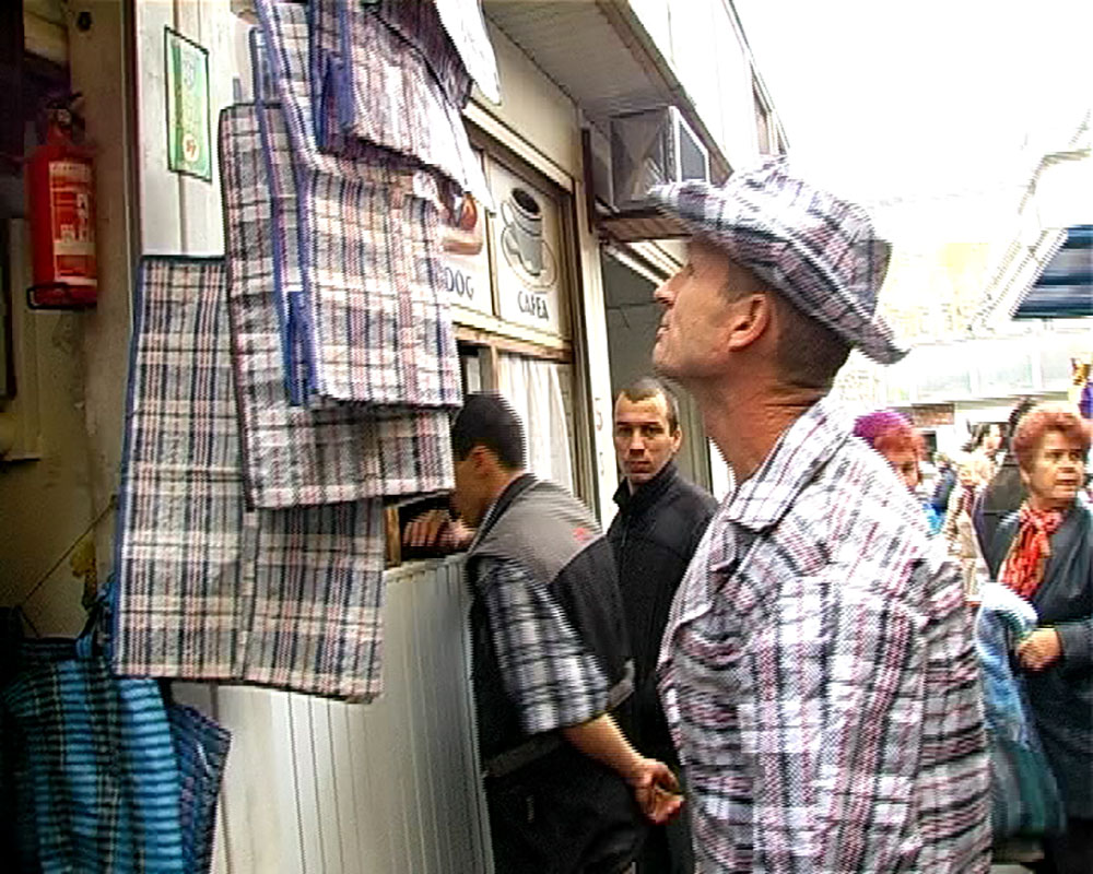Ghenadie Popescu, <em>Torba (Bag)</em>, Film still from performance in Chisinau, Moldova. Image: Artist