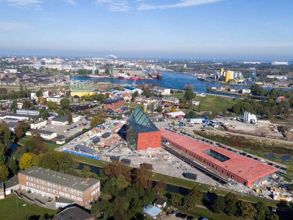The Museum of the Second World War looking onto Gdańsk docks. Image: Muzeum II Wojny Światowej/Facebook