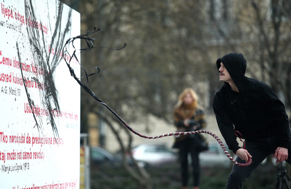 The first performance of <em>Oh beautiful, oh dear, oh sweet freedom!</em>. Photo courtesy of Bruno Isaković