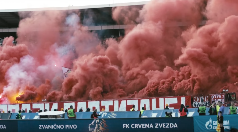 Fans let off smopke bombs at a Red Star — Partizan derby in 2015. 
Image: COPA90/Youtube