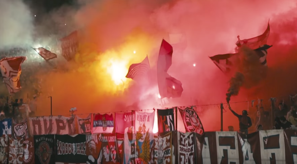 Red Star fans at the match. Image: COPA90/Youtube