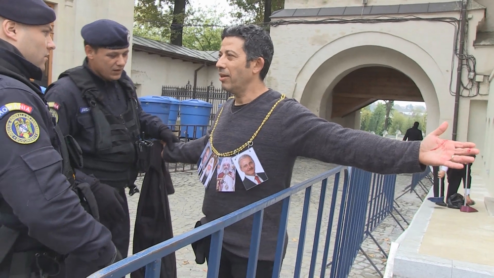 Alexandru Solomon is arrested only a minute into his action