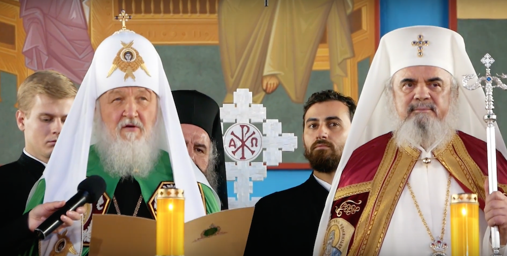 Russian Orthodox Patriarch Kirill addresses crowds during his visit to Bucharest. Image: Casa Jurnalistului/Youtube