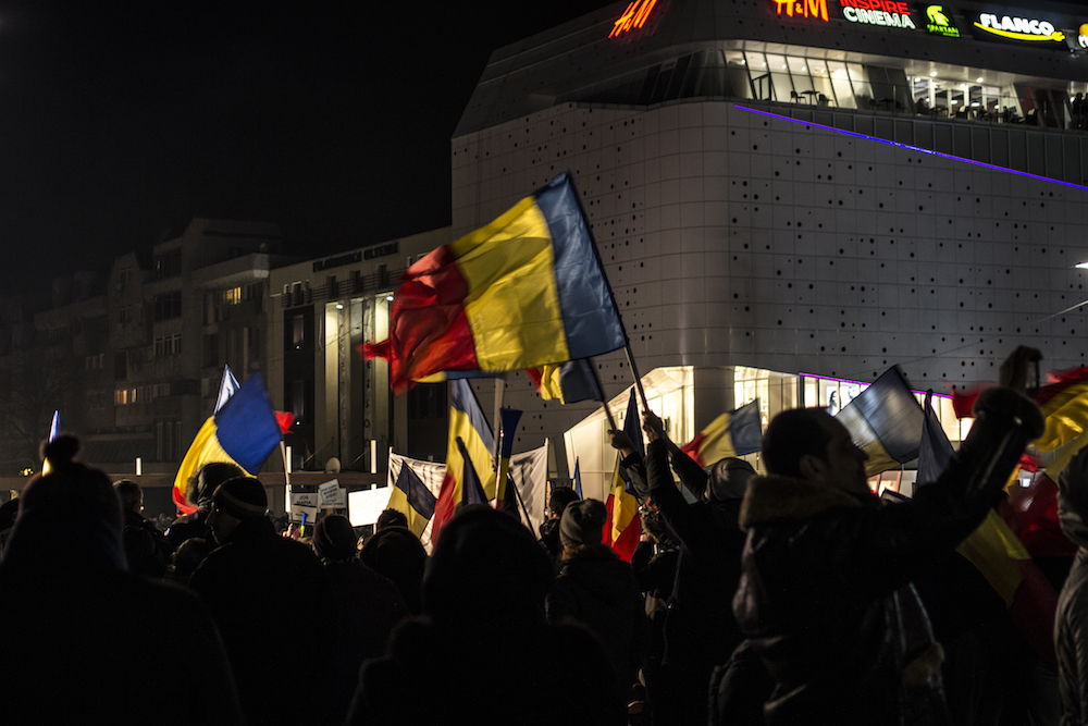 Protesters in the town of Craiova (image: Albert Dobrin under a CC licence)