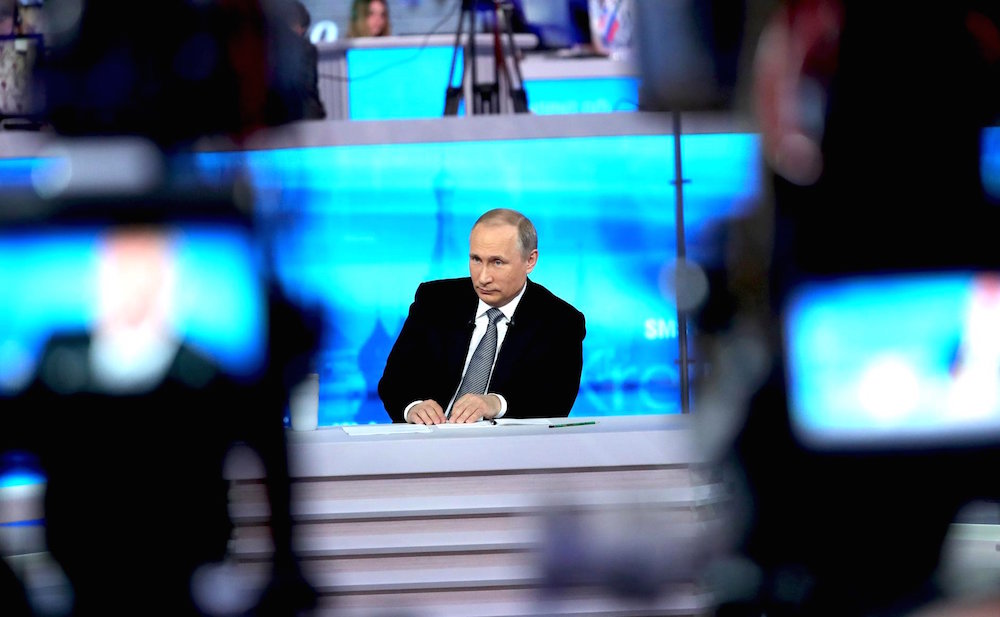 Vladimir Putin on Russian TV during his annual press conference, Direct Line with Putin (image: kremlin.ru)
