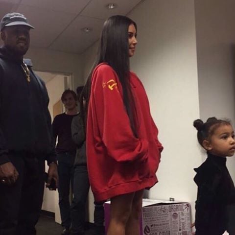 Kim Kardashian wears the hammer and sickle hoodie to a performance of The Nutcracker last month. Image: Instagram/svmoscow