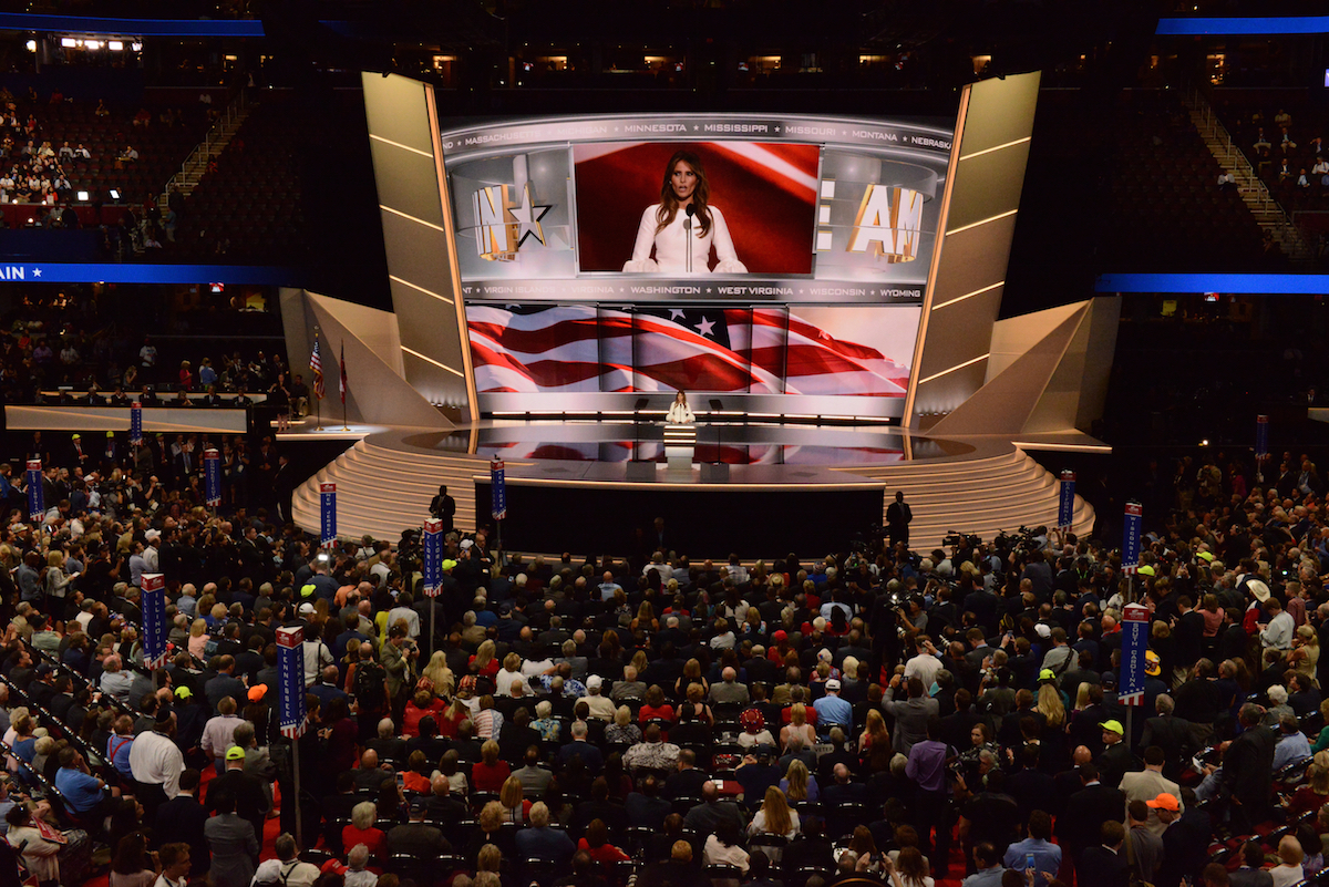 Donald and Melania Trump at the 2016 Republican National Convention in Cleveland. Image: Disney / ABC Television Group under a CC licence