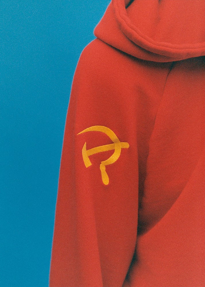 Hammer and sickle limited edition hoodie by Vetements/SV Moscow, November 2016