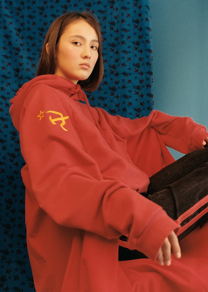 Hammer and sickle limited edition hoodie by Vetements/SV Moscow, November 2016