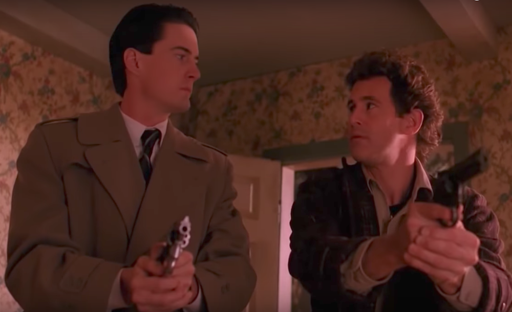 Kyle MacLachlan as Special Agent Dale Cooper and Michael Ontkean as Sheriff Harry S. Truman in <em>Twin Peaks</em>. Image: Youtube