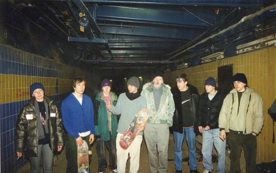 Skaters in the basement of the Olimpiyskiy stadium