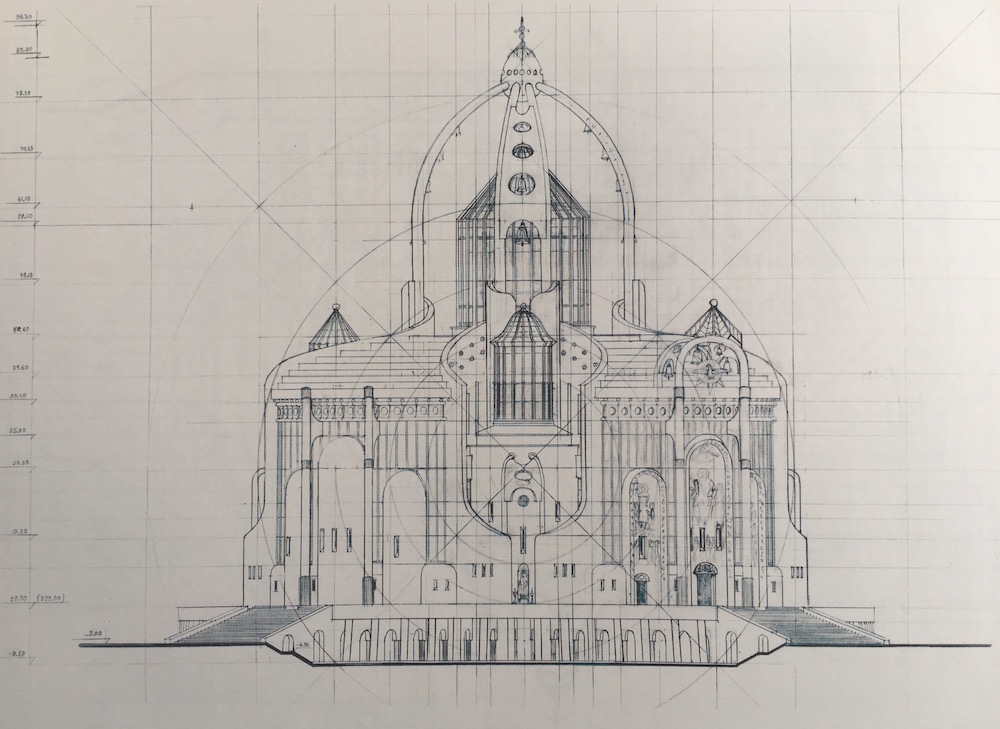 Jorbenadze's plan for the Cathedral of All the Faiths. Image courtesy of Irakli Kovzanadze