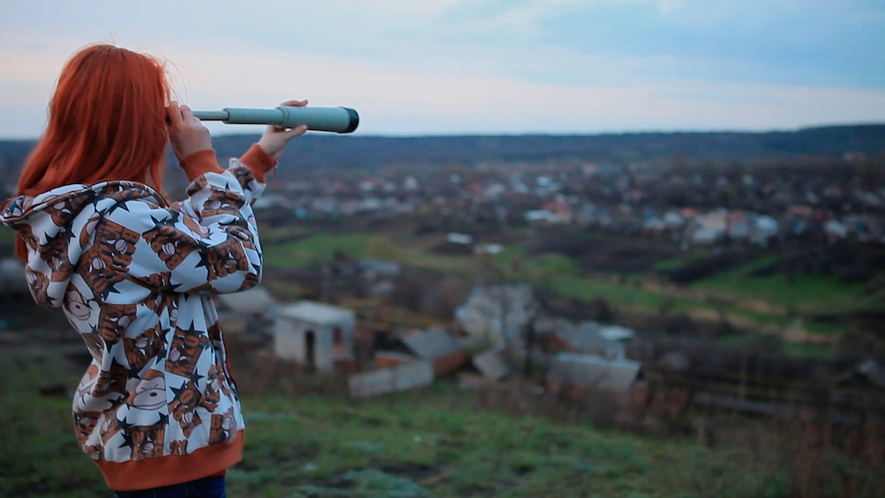 Vika Gorodinskaya in a still from <em>School # 3</em> (2017). Image: Khrystyna Lizogub