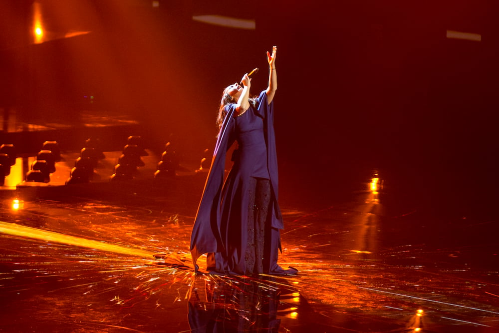 Jamala performing <em>1944</em> at the 2016 Eurovision Song Contest. Image: Albin Olsson under a CC licence