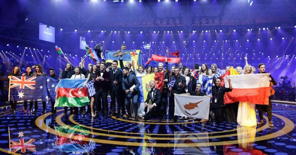Winners of this year's first semi-final celebrate onstage in Kiev. Image: Eurovision Song Contest/Facebook