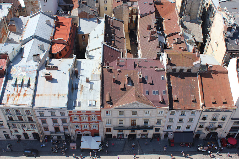 View onto the rooftops of Rynok Square