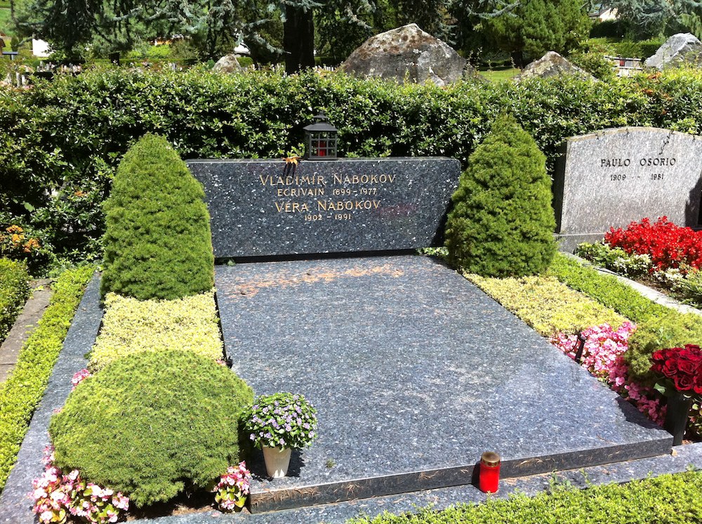 Vladimir and Vera Nabokov's Tombstone in Switzerland. Image: VS under a CC licence.