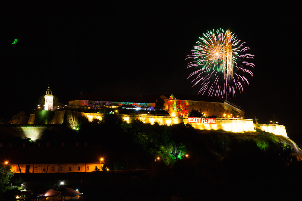 Fireworks over the Petrovaradin Fortress at Exit Festival in 2015. Image: Aleksandar Kamasi, Exit photo team under a CC licence