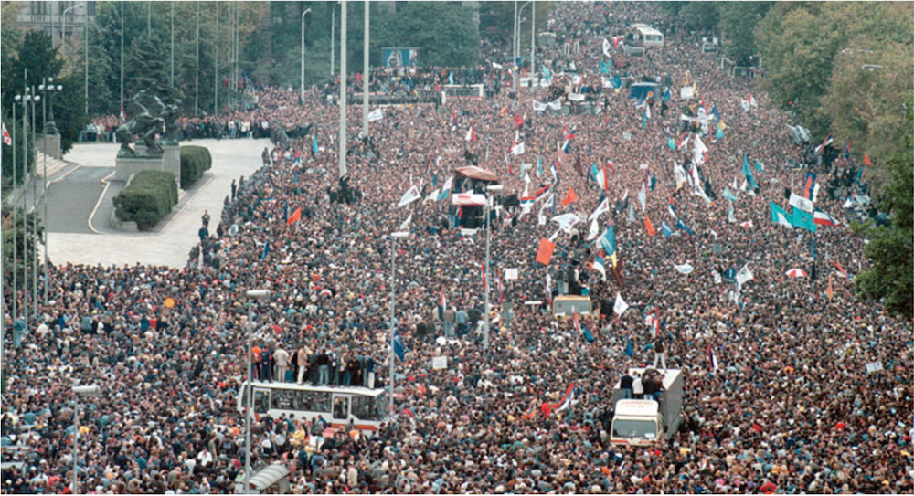 Mass demonstrations in Belgrade on 5 October 2000 shortly after the first iteration of Exit.
