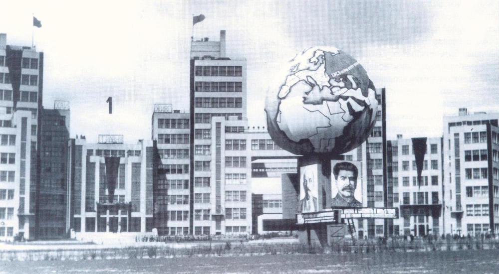 Freedom Square decorated for May Day celebrations in 1930, during Kharkiv’s period as capital of Soviet Ukraine. Image: Vizu under a CC licence