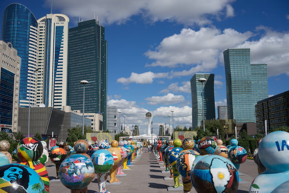 Public art on Astana’s Nurzhol Boulevard during 2017’s festival of contemporary art and Expo. Image: Samuel Goff