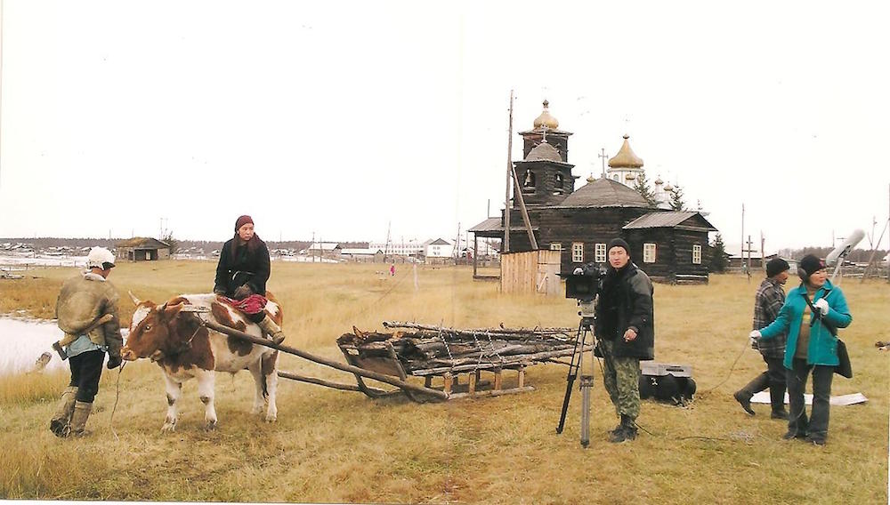 On the set of <em>Saasky kem</em> (<em>The Childhood We Never Knew</em>), dir. Alexey Romanov (2017). Image courtesy of Sakhafilm