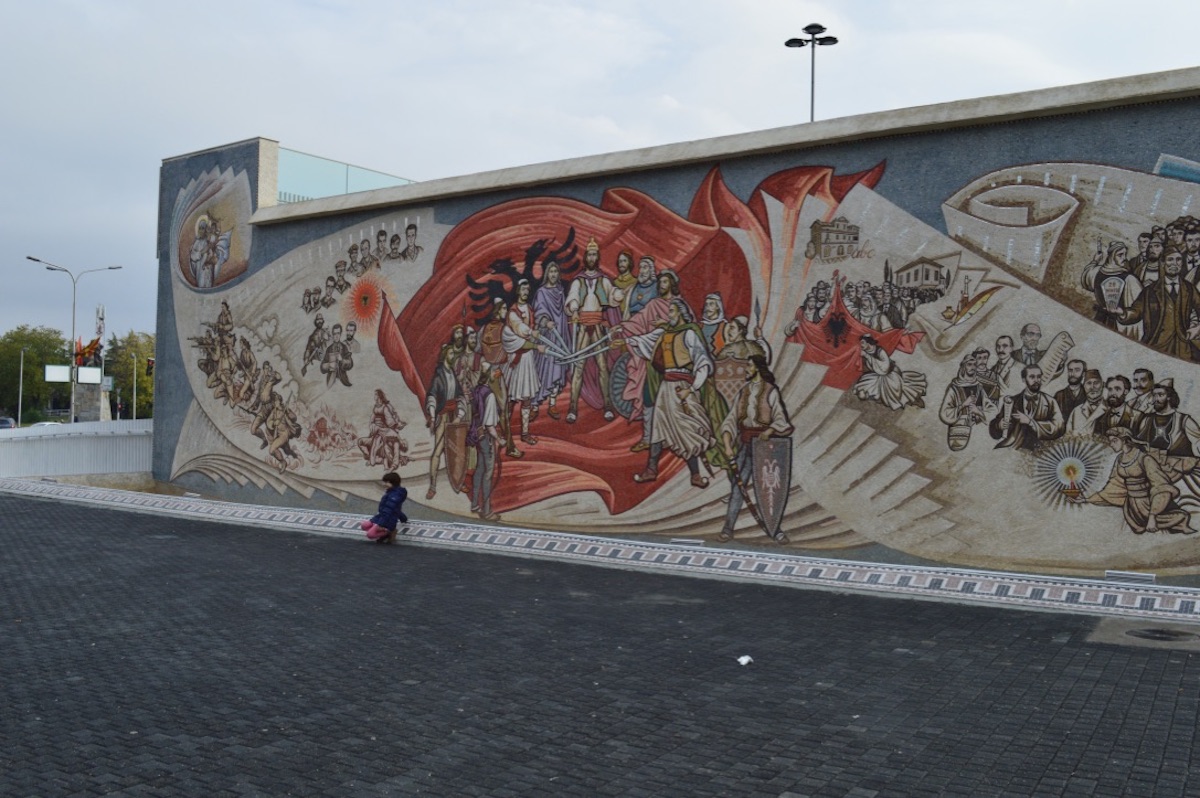 Mural on Skanderbeg Square. Image: Elise Morton
