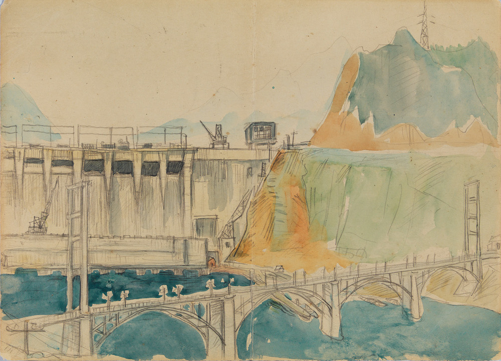 Lin Fengmian, <em>Dam Site</em> (1950s) (M.K. Lau Collection)