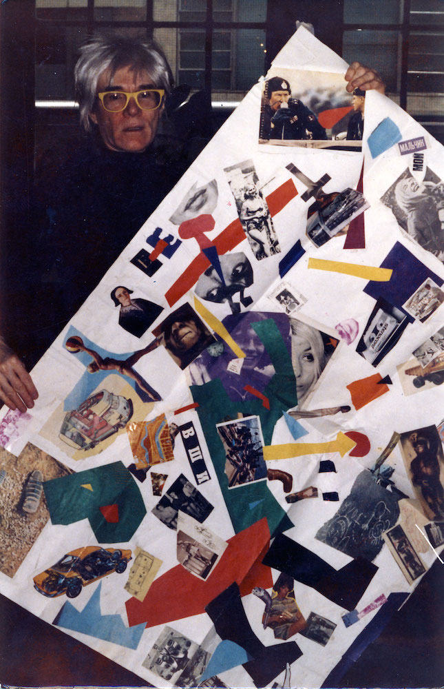 Andy Warhol holding Oleg Kotelnikov’s work (1985)