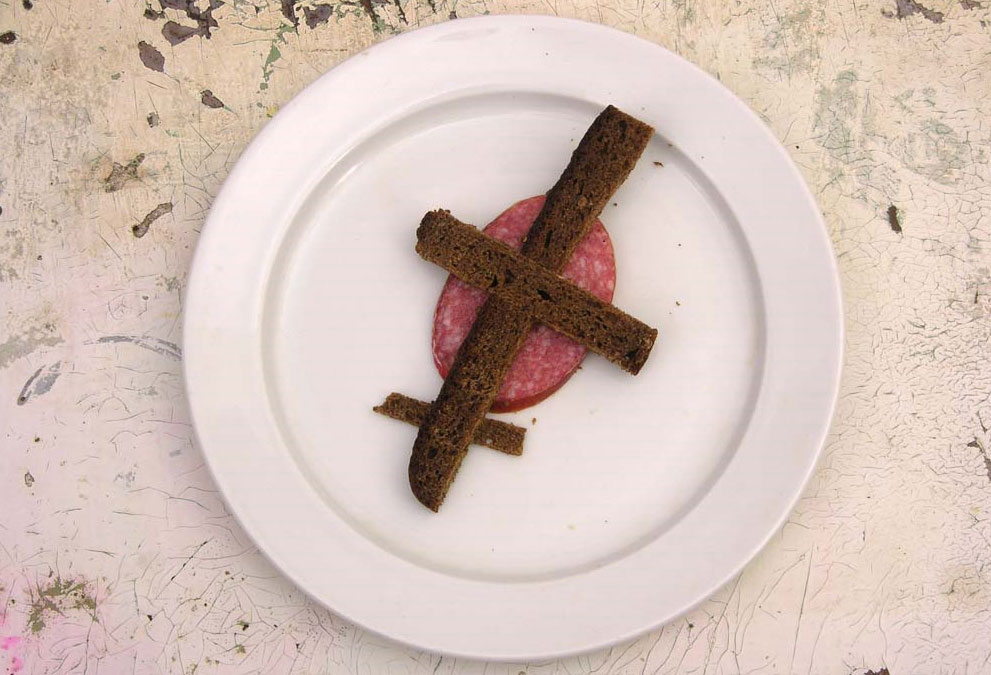 <i>Kitchen Suprematism</i> (2005), by the Blue Noses Group, who use everyday foodstuffs to recreate avant-garde artworks 