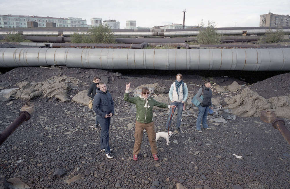 Filming The Hope Factory. Director Natalia Meshchaninova in the centre