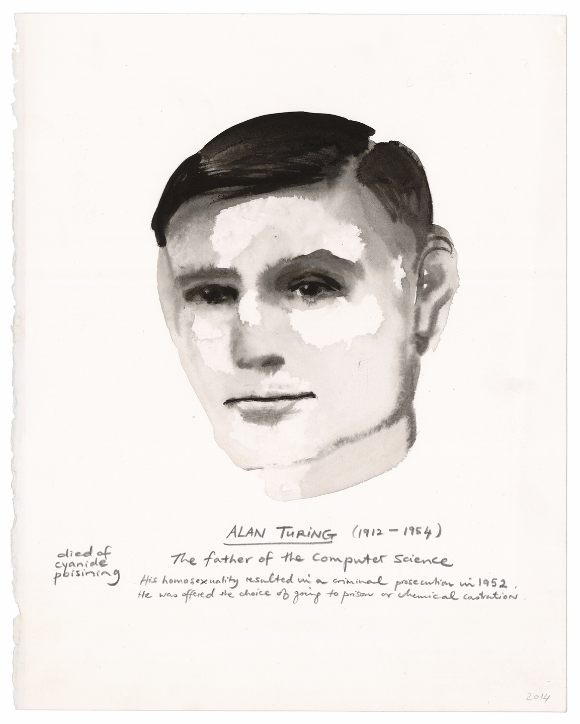 Marlene Dumas, Alan Turing (2014). Photograph: Bernard Ruijgrok Piezographics