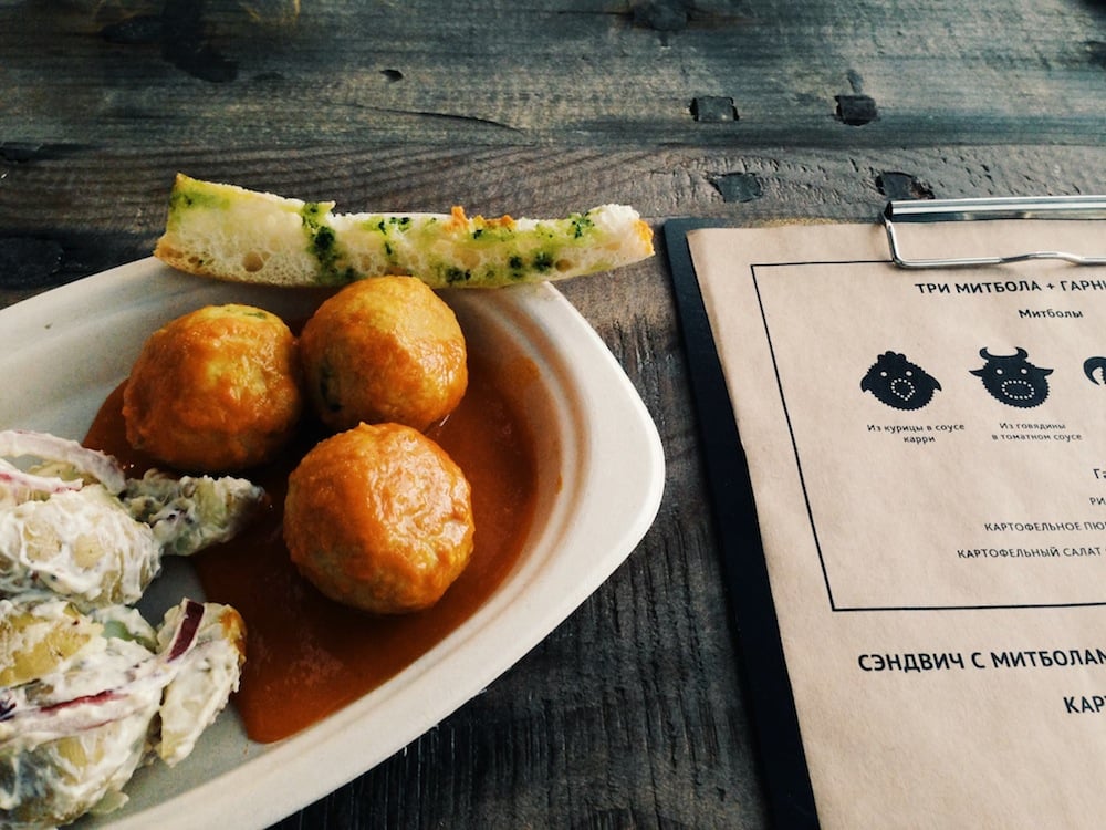 Chicken meatballs with a side of potato salad