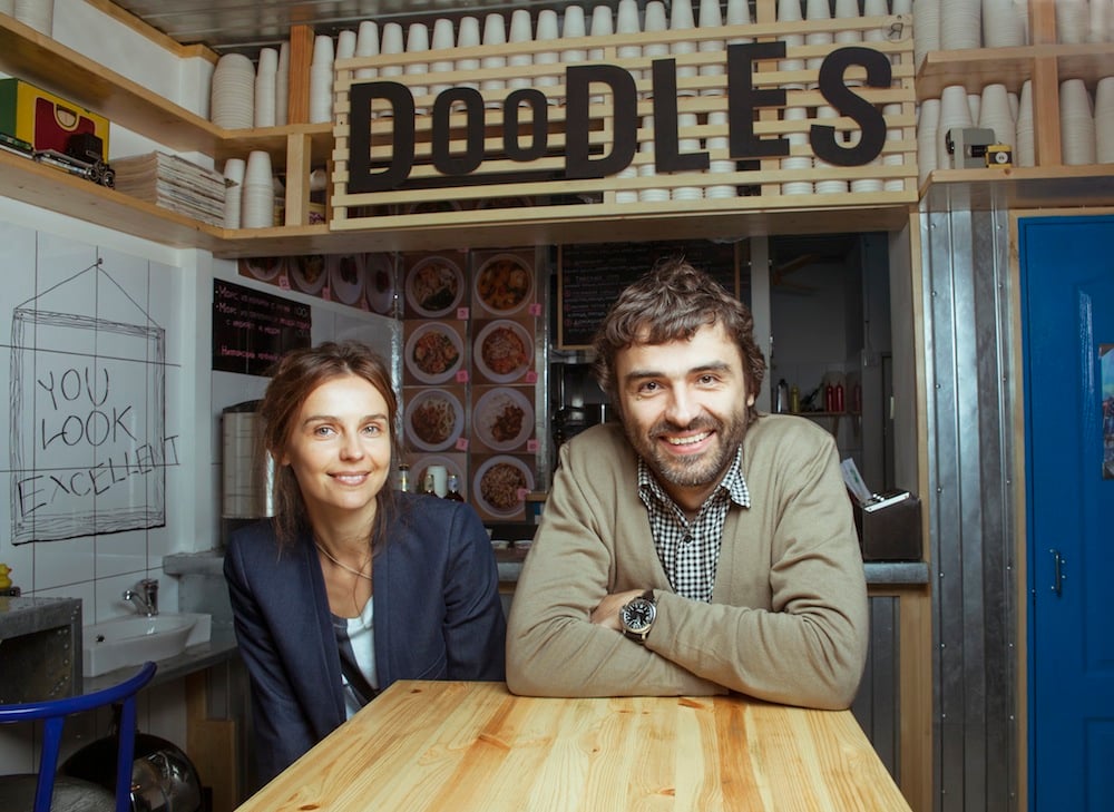 Yevgeny and Galina Denisov, founders of Doodles cafe